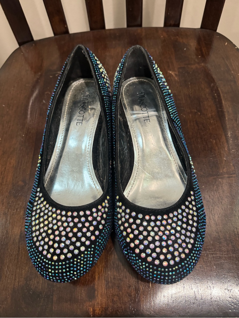 Mascotte Black Iridescent Crystal Ballet Flats